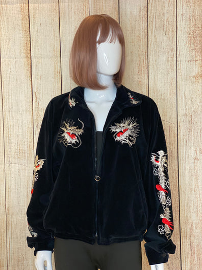 Japanese Flea Market Vintage Dragon Embroidered Bomber Jacket